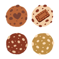 Cute Cookie Illustration with Chocolate Chips and Toppings for Bakery Branding and Food Design