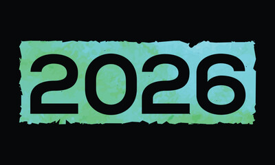 Bold 2026 Year on Textured Green Block — Vibrant numeric design with modern distressed style