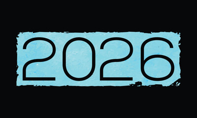 Year 2026 with Textured Blue Highlight — Modern artistic design for vibrant New Year concept