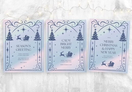 Winter Wonderland Flyer Template with Elegant, Luxury & Classic Christmas Border Frame & Xmas Tree