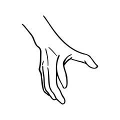 Outstretched human hand Back of the hand from above - hand drawn line art doodle