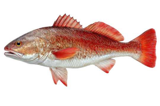 Red fish, side view, scaled