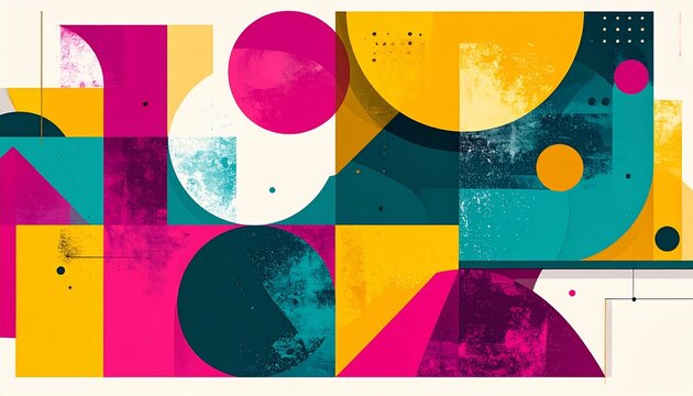 Abstract geometric vector poster with bold shapes and vibrant colors