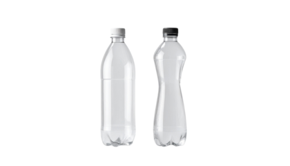 Crumpled and discarded water bottles pair isolated on transparent background