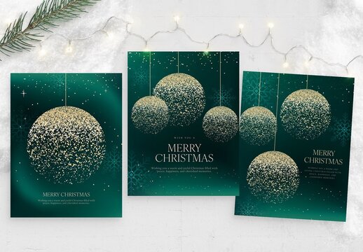 Merry Christmas Flyer Template for Festive Holiday & NYE New Years Eve Events in Luxury Green & Gold