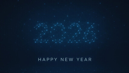 Digital Network Style “2026 Happy New Year” Futuristic Background