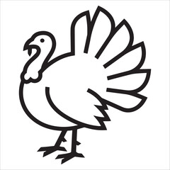 Cartoon Turkey Icon Outline For Coloring Page