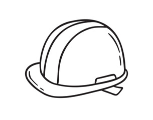 construction helmet icon doodle hand drawn. Outline line drawing clipart symbol
