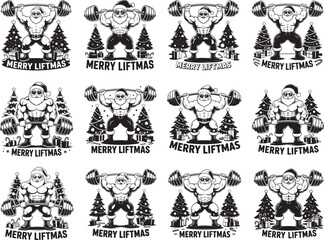 Fototapeta premium Merry Liftmas Santa Christmas