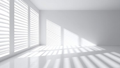 Obraz premium Minimalist white room with light and shadow interplay creating a serene and modern ambiance