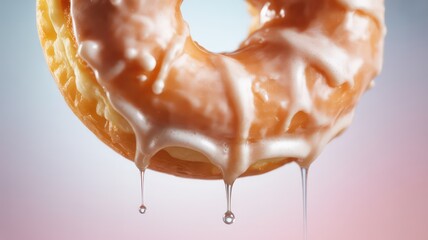 Vibrant 3D render of a donut with dripping pink glaze on a colorful background.
