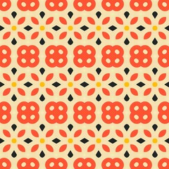 A pattern of circles and squares in orange and black