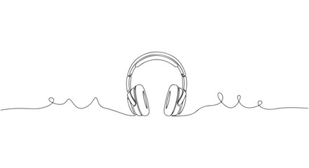 One Line Continuous Headphones Single Line Art Illustration