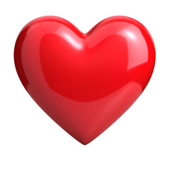 Glossy, 3D rendered vibrant red heart, isolated on a black background