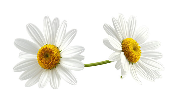 Chamomile flower duo botanical set isolated on transparent background