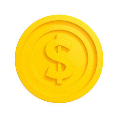 Rendered gold coin with dollar sign in center, against black backdrop