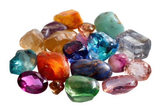 Exquisite gemstones display natural environment isolated on transparent background