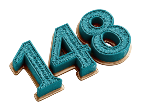 Colorful 148 number cake decoration bakery food isolated on transparent background