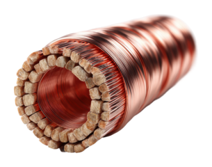 Copper wire coil production industrial factory detailed isolated on transparent background