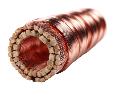 Copper wire coil production industrial factory detailed isolated on transparent background