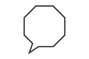 Octagon speech bubble outline communicating dialogue and chat, comic book box showing conversation, transparent background