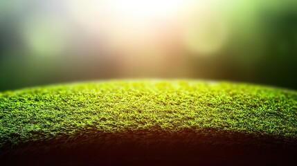 Naklejka premium golf. Ancient golf course green glowing in morning light, manicured grass surface. event key visuals, club posters, designed for fitness apps and gym onboarding, used by fitness trainers.