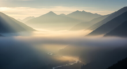 Misty Mountain Valley Landscape

