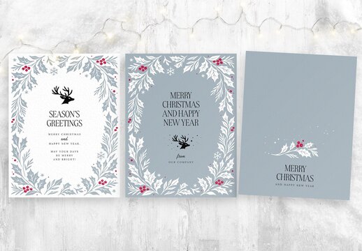 Merry Christmas Flyer Template for Season's Greetings, with Classic Festive Christmas Border Vector