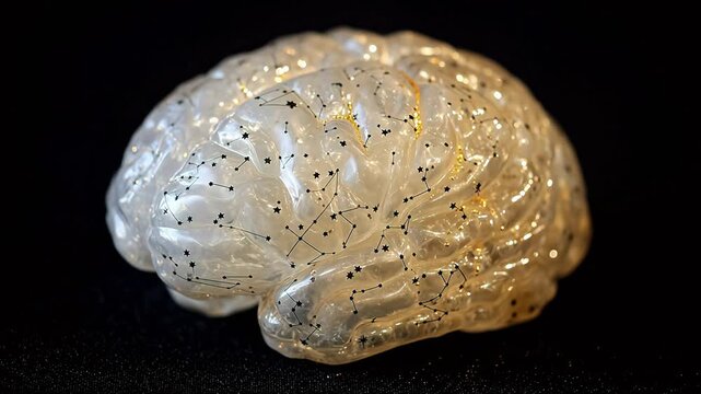 Transparent brain model with star patterns