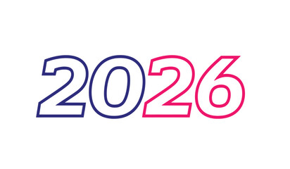 Bold, graphic numbers spelling out the year 2026, with '20' in blue and '26' in pink, set against a clean white background, symbolizing the future and upcoming events.