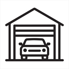 Garage with vehicle storage outline icon vector