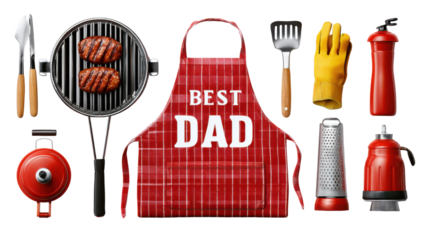 Grilling Essentials Collection: An appetizing array of BBQ tools and grilling elements, creating a mouthwatering anticipation of delicious summer cookouts.
