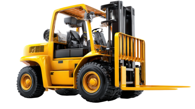 Yellow Forklift's Powerful Presence: A sturdy yellow forklift stands ready, its robust design embodying efficiency and strength.