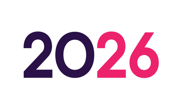 Bold, modern graphic featuring the year 2026 in contrasting purple and pink digits against a clean white background, representing future planning, new beginnings, and upcoming events.