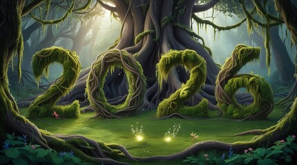 Golden dragon and snake statue on a green plant background, depicting an ancient Asian animal serpent sculpture with gold decoration and detailed art - Happy New Year 2026