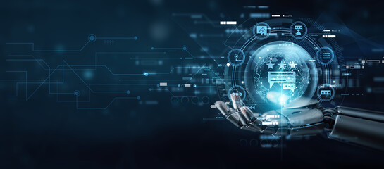 Consultant hand holding globe with network connecting data feedback process. Continuous improvement, customer insight, performance analysis, response tracking, and communication enhancement.