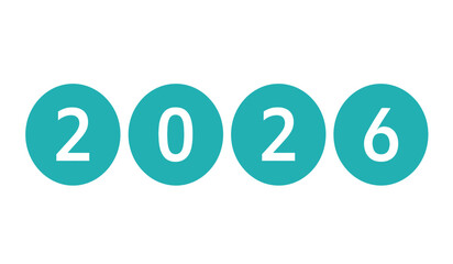 Minimalist turquoise circles display the numbers '2026' representing the upcoming year, perfect for future planning and new year themes.