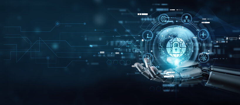Security analyst hand holding globe with network connecting data network security framework. Protecting systems, preventing breaches, firewalls, encryption, threat detection, and cyber defense.