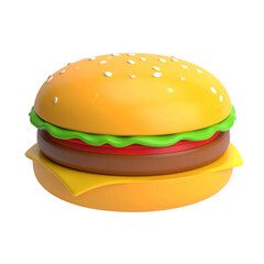 3D rendered image of a cartoon-style hamburger on a black background