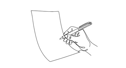 Hand Writing on Paper with Pen: Creating Notes, Documents, Letters for Business, Education, Healthcare, Marketing, and Design in a Modern, Innovative Style with Single Line Art for Presentations, Webs