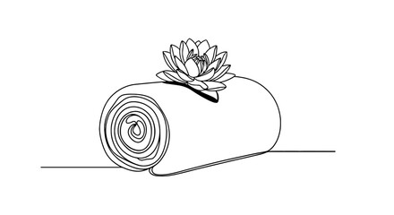 Elegant Rolled Towel Adorned with a Delicate Lotus Blossom for Spa and Wellness Advertising, Illustrating Serenity and Luxury in Minimalist Style, Perfect for Healthcare Marketing and Promotion, Promo
