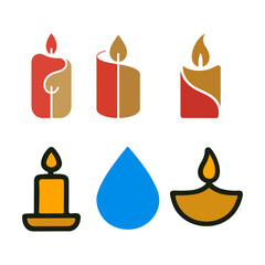 Candle and lamp icon set for spiritual and festive vector design