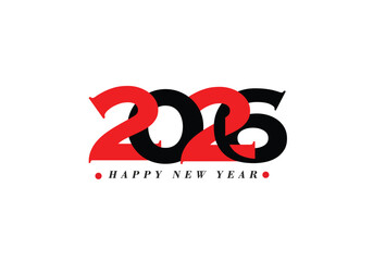 2026 Happy New Year Text Typography Design Element flyer, banner design.