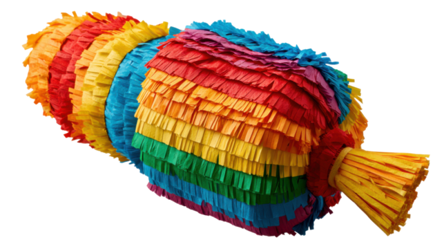 Festive Pinata in Vivid Color: A vibrant pinata, bursting with colorful streamers, promises joyful celebrations, and embodying the playful spirit of festivity.