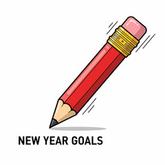 Illustration red pencil writing new year goals concept planning ideas