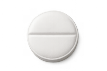 White round pill for medical treatment and health care on transparent background, symbolizing pharmacy and prescription medicine