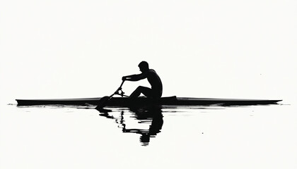 Fototapeta premium Rower in Silhouette on Water
