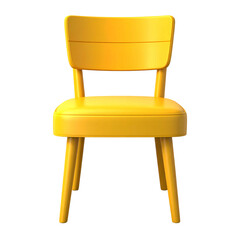 Render of a single, bright yellow chair against a black background, front view