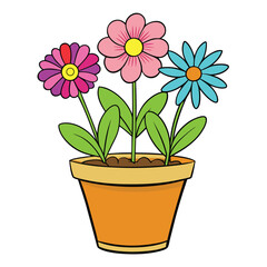 Flowers in a pot Vector