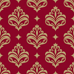 Christmas Damask Seamless Patterns